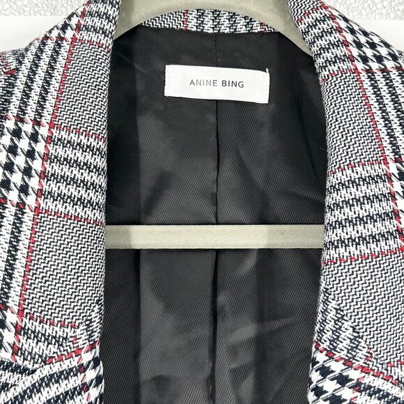 Anine Bing Madeleine Plaid Blazer Jacket Medium - Picture 7 of 9